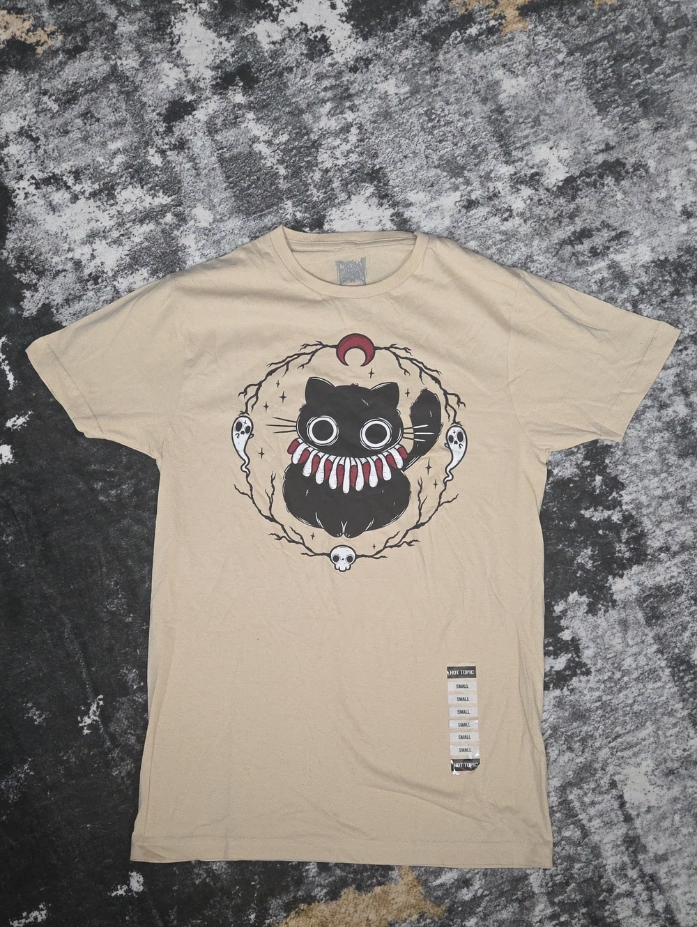 Hot Topic Pumpkin Art Clown Cat Graphic Tee Size S NWT